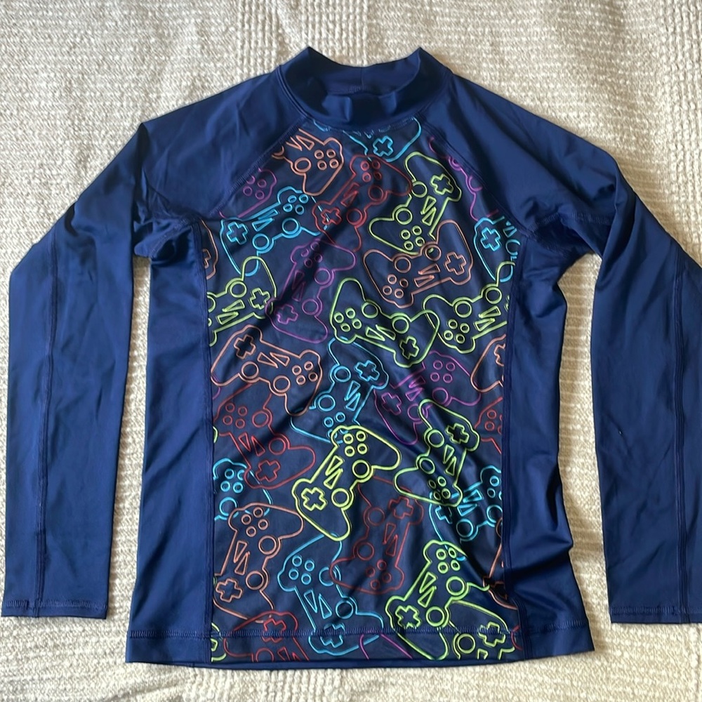 NWOT lands end kids rash guard size large